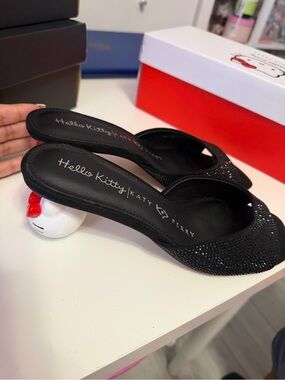 Katy Perry Collections Black Hello Kitty Embellished Slide Mules